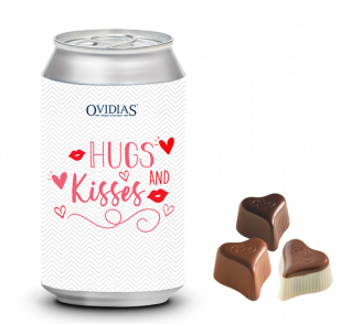 Hugs & Kisses-Dose mit Pralinenmischung (95g)