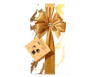 Gift-wrapped box with bow White/Gold (250g)