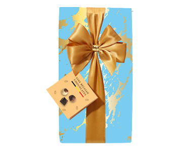 Gift-wrapped box with bow Blue/Gold (250g)