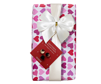 Schachtel mit Geschenkpapier und Schleife (250g)