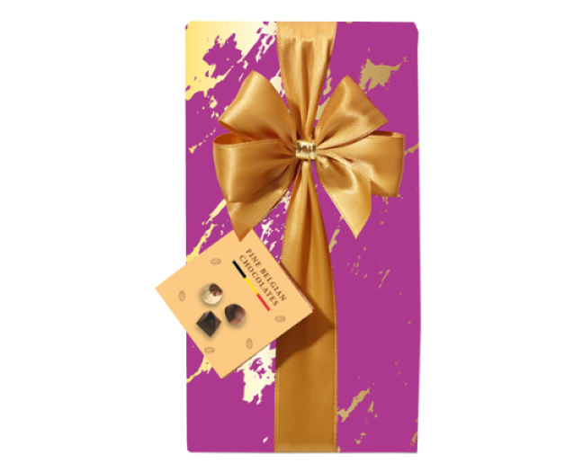 Gift-wrapped box with bow Purple/Gold (250g)